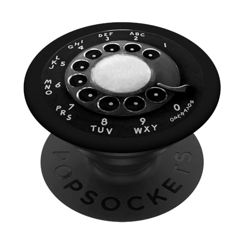 Black Rotary Phone Retro Mid Century Vintage Dial PopSockets Adhesive PopGrip