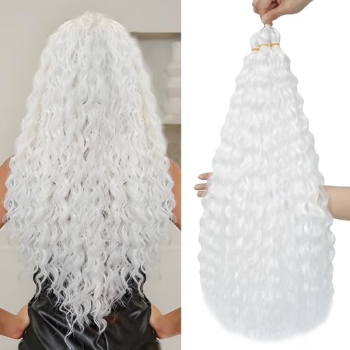 Fanlutyin 22 Inch Curly Crochet Braiding Hair 3 Packs Ocean Wave Crochet Hair Extensions Deep Wave Synthetic Braiding Hair Curls Hair Twist Water Wave