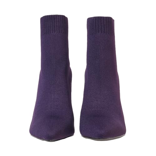 Ankle Boots for Women Stiletto Heels Pointed Toe Sock Booties Comfortable Dressy Stretchy Short Boot, US Size 6-124
