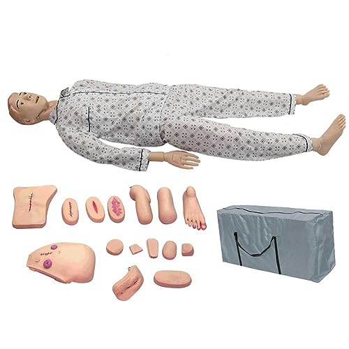 Modelo de enseñanza, maniquí de entrenamiento de enfermería, maniquí de entrenamiento geriátrico, maniquí de habilidades de cuidado del paciente con genitales intercambiables y bolsa de almacenamiento