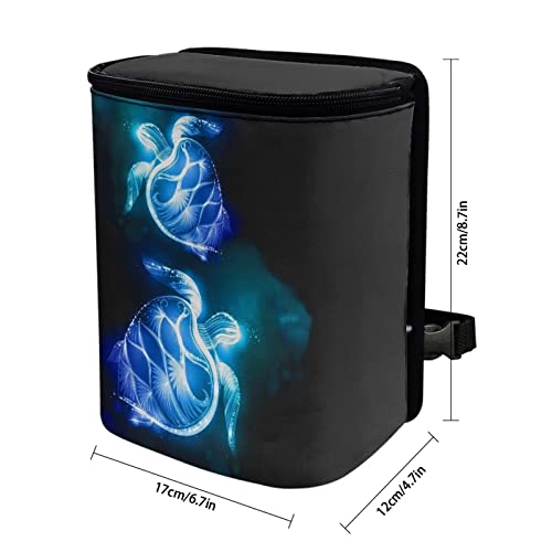 Image of Talayituse Sea Turtle Print Car Trash Can, Portable Auto Garbage Bin Multifunctional Vehicle Interior Accessories with Adjustable Straps Universal Fit Truck SUV Sedan