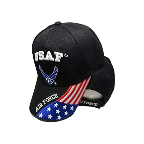 Let it Fly US Air Force Wings Flag Bill Black Embroidered Hat Cap 603GB Cover