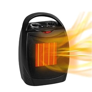 Portable Electric Space Heater with Thermostat, 1500W/750W Safe and Quiet Ceramic Heater Fan, Heat Up 200 Square Feet for Office Room Desk Indoor Use, Silver (750W/1500W-4)
