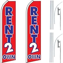 2 Swooper Flutter Feather Flags plus 2 Poles & Ground Spikes RENT 2 OWN Red Blue White