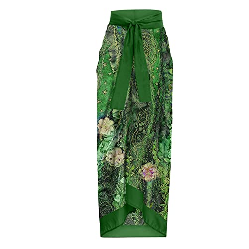 Women's Beach One Piece Bathing Suit Vintage Tummy Control Strappy Bathing Suit With Cover Up Wrap Skirt 2 Piece Swimwear Set A-Green #TOP3