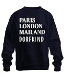 Printera Paris London Milán - Sudadera unisex para niños de pueblo, azul marino, XXL