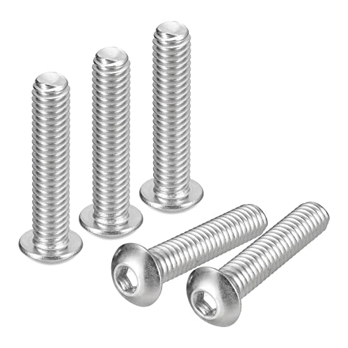 sourcing map 5/16-18x1-1/2" Button Head Socket Cap Screws, 10pcs 304 Stainless Steel Fasteners Hex Bolts Screws, Full Thread Hex Drive Screws