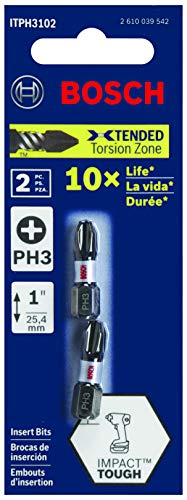 Bosch Itph31B 10-Pack 1 In. Phillips #3 Impact Tough Screwdriving Insert Bits #TOP1