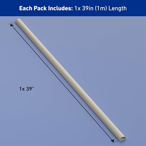 Image of D-Line Half Round Cord Hider, Patented Cable Cover, Hide TV Wall Mount Wires, Raceway for Cords, Decorative Wire Covers, Paintable, Adhesive Cable Concealer - 1x 1.18in W x 0.59in H x 39in L - Beige