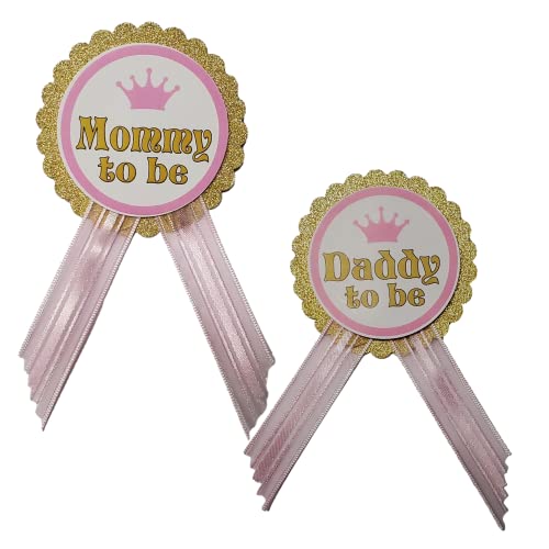 Daddy to Be Pin Princess Mommy to Be Baby Shower dad to wear at Baby Shower, Pink & Gold, It's a Girl, Baby Sprinkle