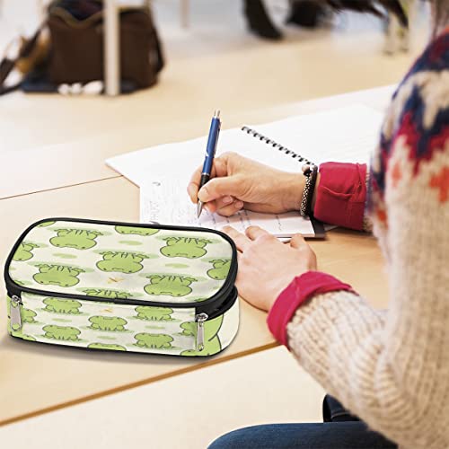 Image of Pardick Cute Frog Big Capacity Pencil Pen Case Animal Frog Large Pencil Pouch with Zipper Compartments Pencil Bag for Boys Girls Adults Student Office School Supplies