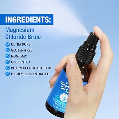 Magnesium Spray, Pure Magnesium Oil Spray for Feet, Natural Ingredient in Glass Bottle, Easy to Absorb and Use 2Pack