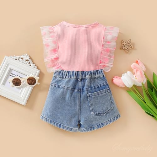 TAOJIAN Infant and Toddler Baby Girls Kids Sleeveless Shirts and Short Pants Summer Clothes Sets3