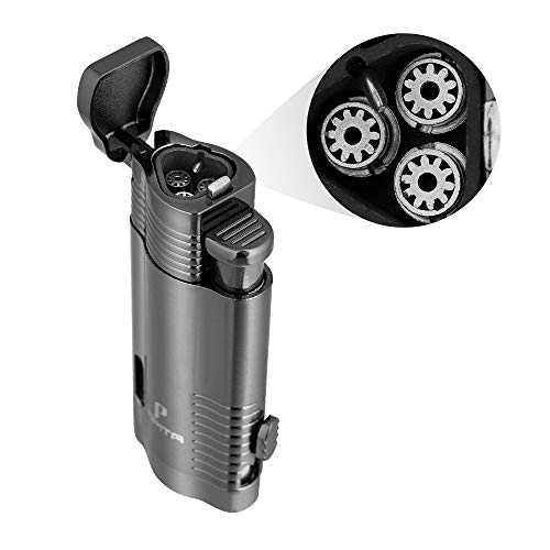 Pipita Cigar Lighter And Cigar Cutter Set (2Pcs/Set), Jet 3 Flame Cigar Lighter Torch And Cigar Cutter , Packing With Nice Gift Box #TOP3