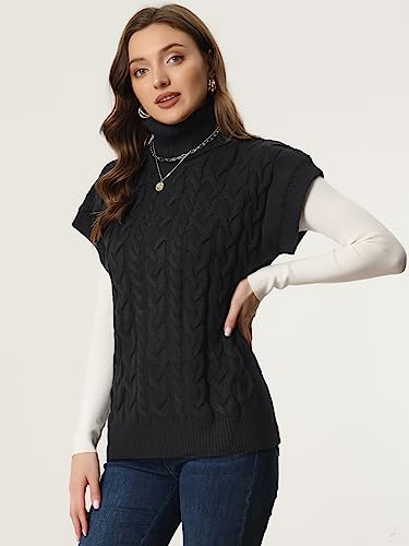 Allegra K Women's Casual Turtleneck Sweaters Mock Neck Twist Sleeveless Vests Knit Pullover Sweater Vest3
