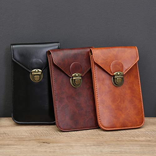 UKCOCO Retro Bolsa para Celular Pu Couro Carregando Clip-On Cinto Cinto Homens Mini Vertical Suporte