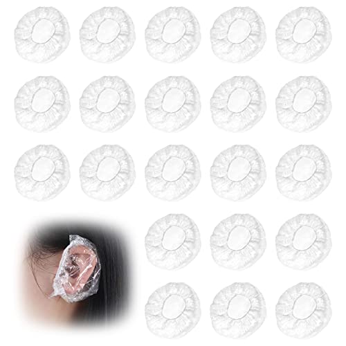 100 Piezas Oído Dubre Ducha, Oído Fundas Transparentes, Protector Oreja Impermeables Cubierta, con Banda Elástica, para Color Del Cabello, Spa, Peluquería, Ducha (Transparente)