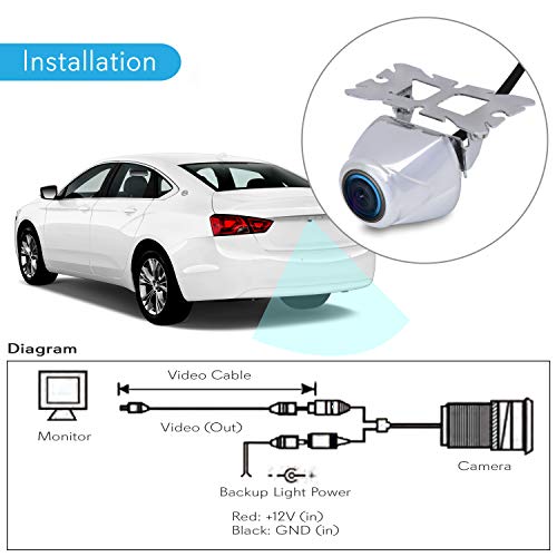 Image of Pyle Universal Vehicle Backup Camera - Water-Resistant Night Vision Parking Cam, Front or Rear Mount, Tilt Adjustable Lens, Compact Metal Housing, Marine Grade, Color Video, Distance Guide Lines