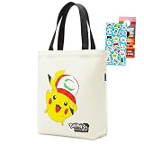 Pikachu Canvas Tote Bag Set - Pokemon Reusable Accessories Bundle