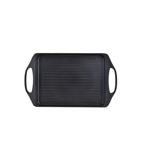 San Ignacio Compact - Placa Grill de 34 X 26 cm - Fabricada Aluminio Fundido - Interior Whitford En Negro y Exterior En Negro - Asador Resistente con Punto Inducción