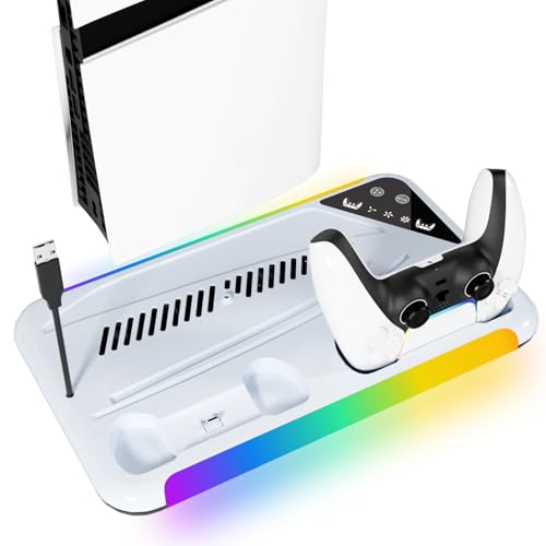 Suporte Cooler de Resfriamento RGB Carregador Controle Compatível com Console PS5 / PS5 Slim Playsta
