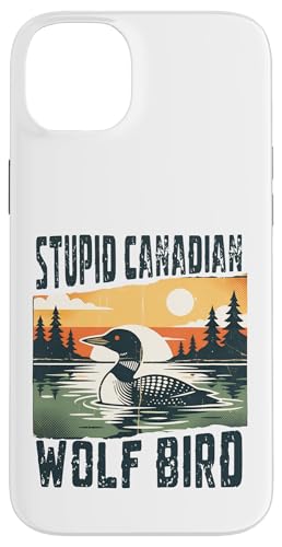 Stupid Canadian Wolf Bird Funny Loon Animal Meme Retro �X�}�z�P�[�X iPhone 14 Plus �p