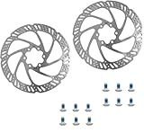 lcyen 2 discos de freno para bicicleta, 160 mm, 6 agujeros, acero inoxidable con 12 tornillos para freno de disco, bicicleta, MTB, bicicleta de montaña, bicicleta de carretera, plata
