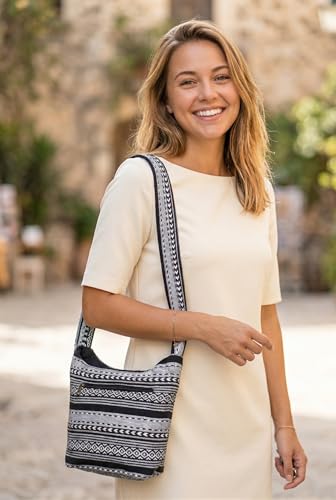 Image of Small Aztec Messenger Bag - Handmade Woven Hippie Hobo Shoulder Handbag - Ikat Tribal Sling Purse for Women