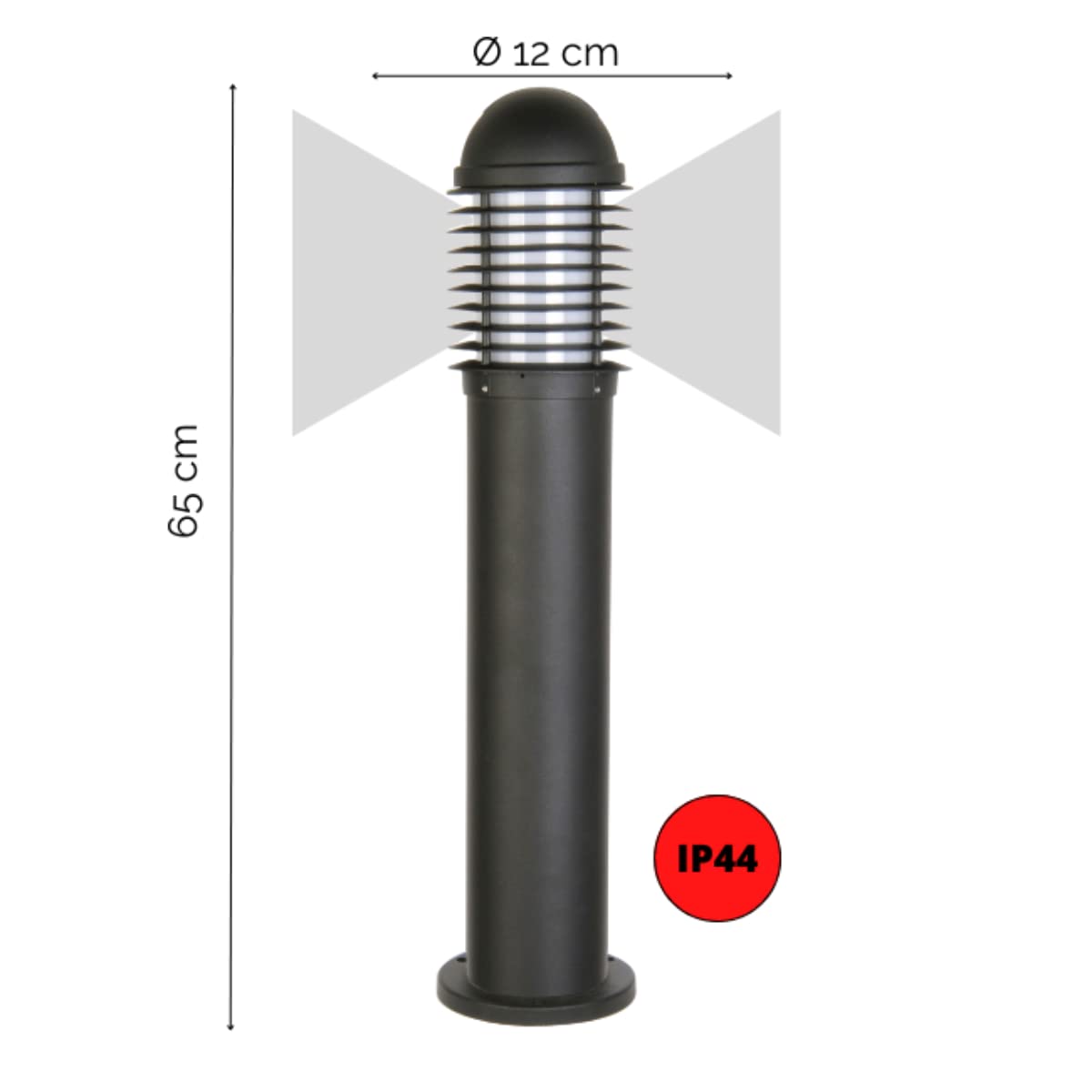 Lampioncino da esterno SIROCO (H.65cm), uso esterno IP44, faro da giardino in alluminio ideale per sentieri, camminamenti, aree verdi, E27 14W, antracite