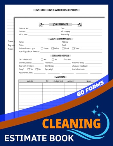 Cleaning Estimate Book: Job Quote Log for Commercial Cleaners, Housekeepers, and Janitorial Services | Track Labor, Materials, Measurements & Pricing | 60 Forms