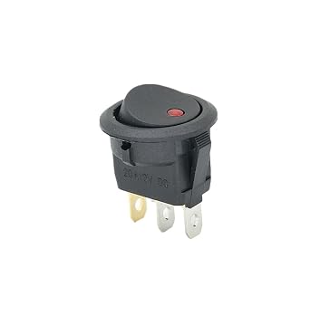 BUDAY 100Pcs 3 pins ON-Off SPST Rocker Switch 12V/220V led Rocker Switch Led Dot Light LED Illuminated Car Dashboard Dash ToggleRed,220V