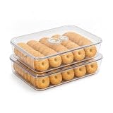 ZoeQide Set di 2 contenitori trasparenti per biscotti con coperchio e guarnizione, con data e manico, impilabili, adatti per conservare biscotti, verdure e fette di carne in casa