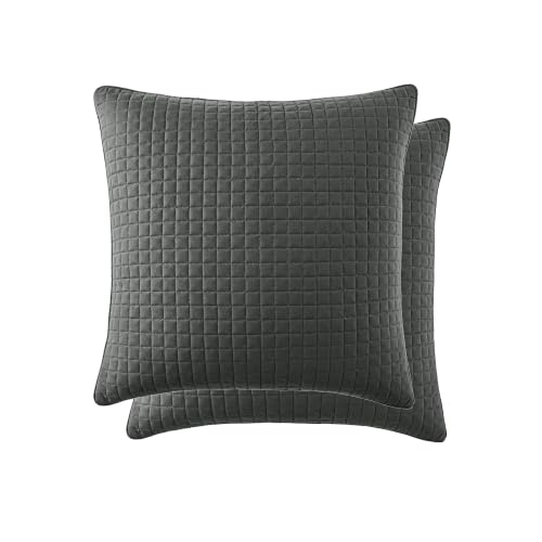 2-Piece Quilted Euro Pillow Shams 26x26 Inch Soft Microfiber Slate Grey