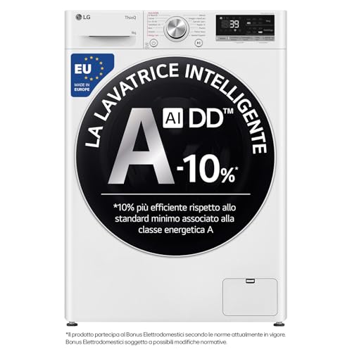 LG AI DD F4R709TAIDD Lavatrice Classe A -10%, Carica Frontale Serie R7, Lavatrice 9kg, 1400 giri, AI...