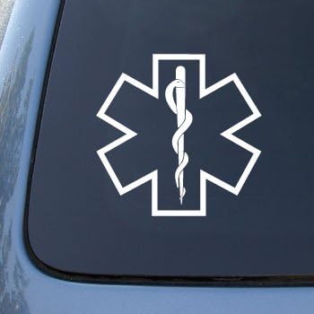 Star of Life Medical Sticker Decal Notebook Car Laptop 5" x 5" (White)