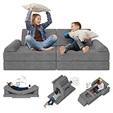 zefinot Modular Kids Play Couch 10PCS – Convertible Kids Sofa & Toddler Play Couch with DIY Foam Pieces for Imaginative Play, Climbing & Relaxation for Playroom, Bedroom, Nursery & Living Room