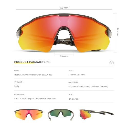 Image of Cycling Glasses, TR90 Unbreakable Frame Polarized Anti-UV400 Sports Sunglasses