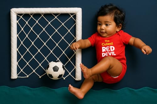 Image of Zeezeezoo The Cutest Red Devil Baby Romper | Bodysuit - Football Fan Outfit for Match Day, Photoshoots & Gifting