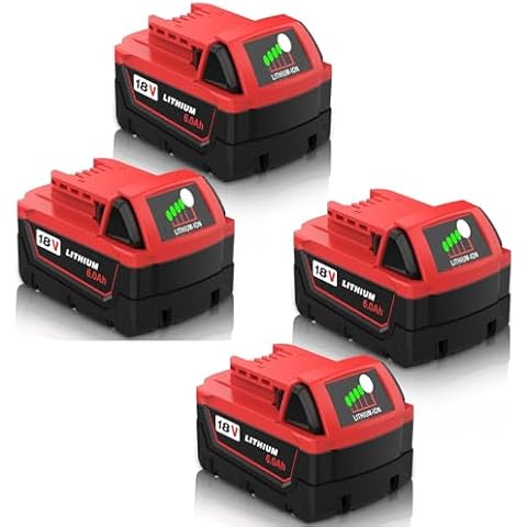 MANUFER 4 Packs 6.0Ah 18V Battery Replacement for Milwaukee M-18 Battery M18 48-11-1850 48-11-1840 48-11-1820 48-11-1860 Compatible with Milwaukee M18 Cordless Power Tools and Original Charger Cover