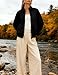 Fiona Jolin Womens Fall Casual Jackets Cotton Classic Zipper Fashion Coat Adjustable Stand Collar Streetwear with Pockets (Black-M)