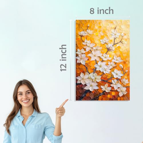 Image of SiddArtify Golden Yellow & White Floral Impasto Art Print Set - 300GSM Board - 8x12 Inch - Pack of 6 Wall Room Decoration art Poster Prints