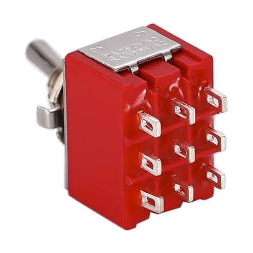 Commutateur de tableau électrique 9 pins rouge MTS-302 DPDT
