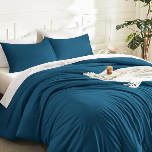 Image of Litanika Teal Comforter Full Size, 3 Pieces Turquoise Lightweight Solid Bedding Comforter Set, All Season Fluffy Bed Set (79x90In Comforter & 2 Pillowcases)