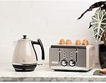 Grille-pain rétro Haden Cotswold 75011 en acier inoxydable 1500W 4 tranches à fente large avec tiroir à miettes amovible et réglages, beige putty avec contrôle de brunissage réglable, grille-pain intelligent