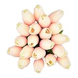 yunshuoa 30pcs Artificial Tulip Bouquets DIY Artificial Silk Handmade Flowers Suitable for Home Room Decoration Wedding Party Decoration (Champagne)