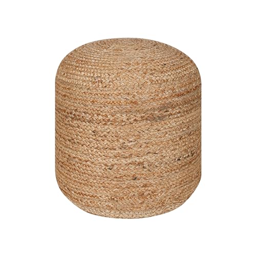 Palisa Natural Jute Pouf Ottoman 16” X 18”Inch | Handwoven Round Boho Floor Pouf for Living Room Decor | Lightweight Decorative Footrest Accent Stool for Bedroom Nursery & Apartment