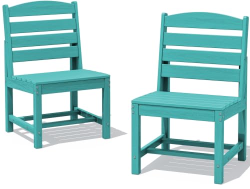 Image of SERWALL Armless Outdoor Dining Chair Set of 2, All Weather Resistant,Aruba