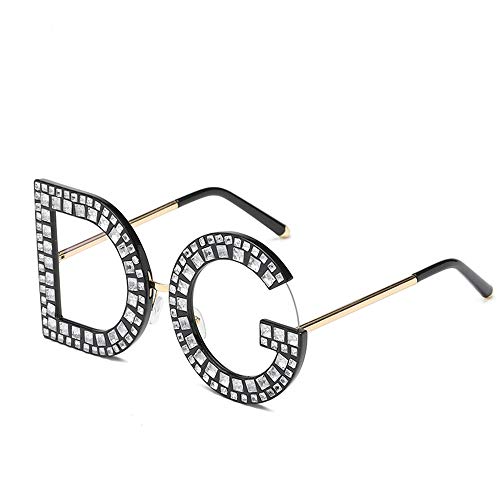 Aili Lunette De Soleil Femme Ronde Verre Réfléchissantes UV400 Protection Anti-Glare Poids Léger DG Grande Lunette Monture,Clear