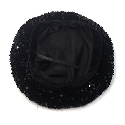 Bling Beret Hats For Women Color Paris Artist Cap Fashionable Ladies Sparkle Shining French Style Beanie Beret (Black) #TOP5
