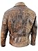 MAFZ Fashion Mens Snake Plissken Kurt Russell Distressed Brown Assymetrical Collar Motorcycle Antique Leather Jacket